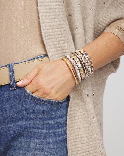 Chico's Tri-Tone Rectangle Stretch Bracelet