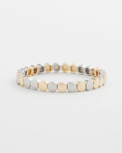 Chico's Silver & Gold Tone Round Stretch Bracelet