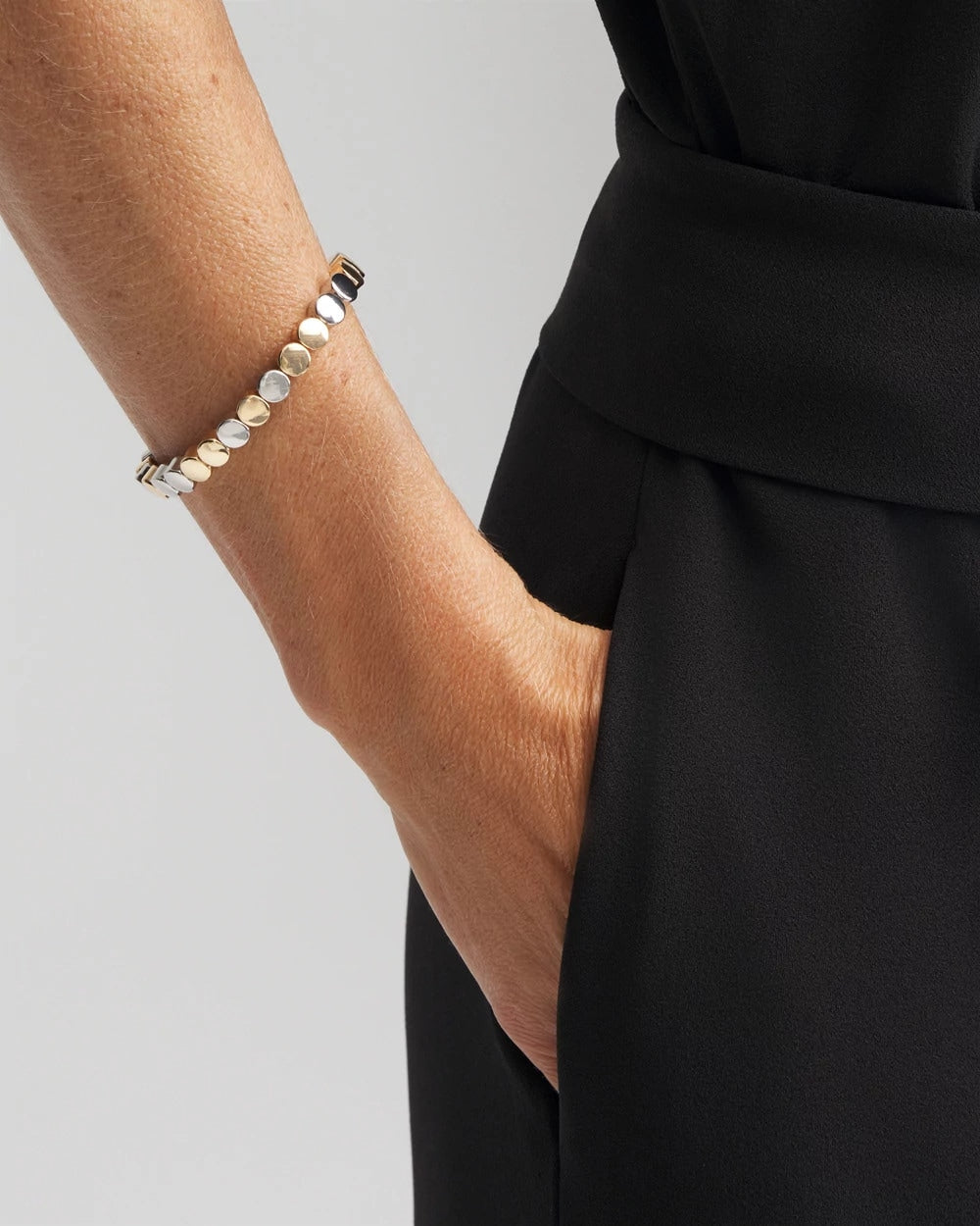 Chico's Silver & Gold Tone Round Stretch Bracelet