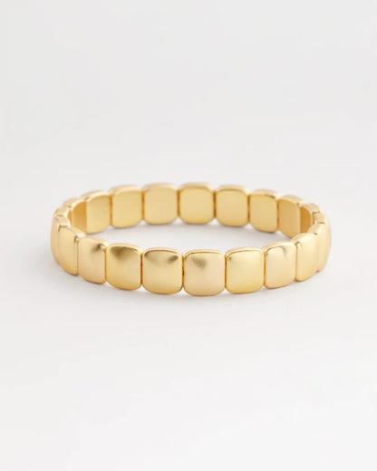 Chico's Golden Matte Square Stretch Bracelet