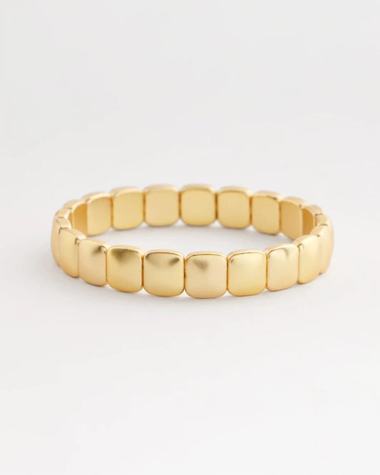 Chico's Golden Matte Square Stretch Bracelet