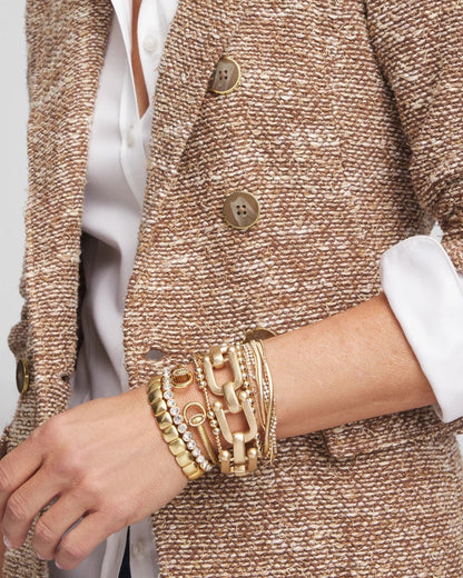 Chico's Golden Matte Square Stretch Bracelet