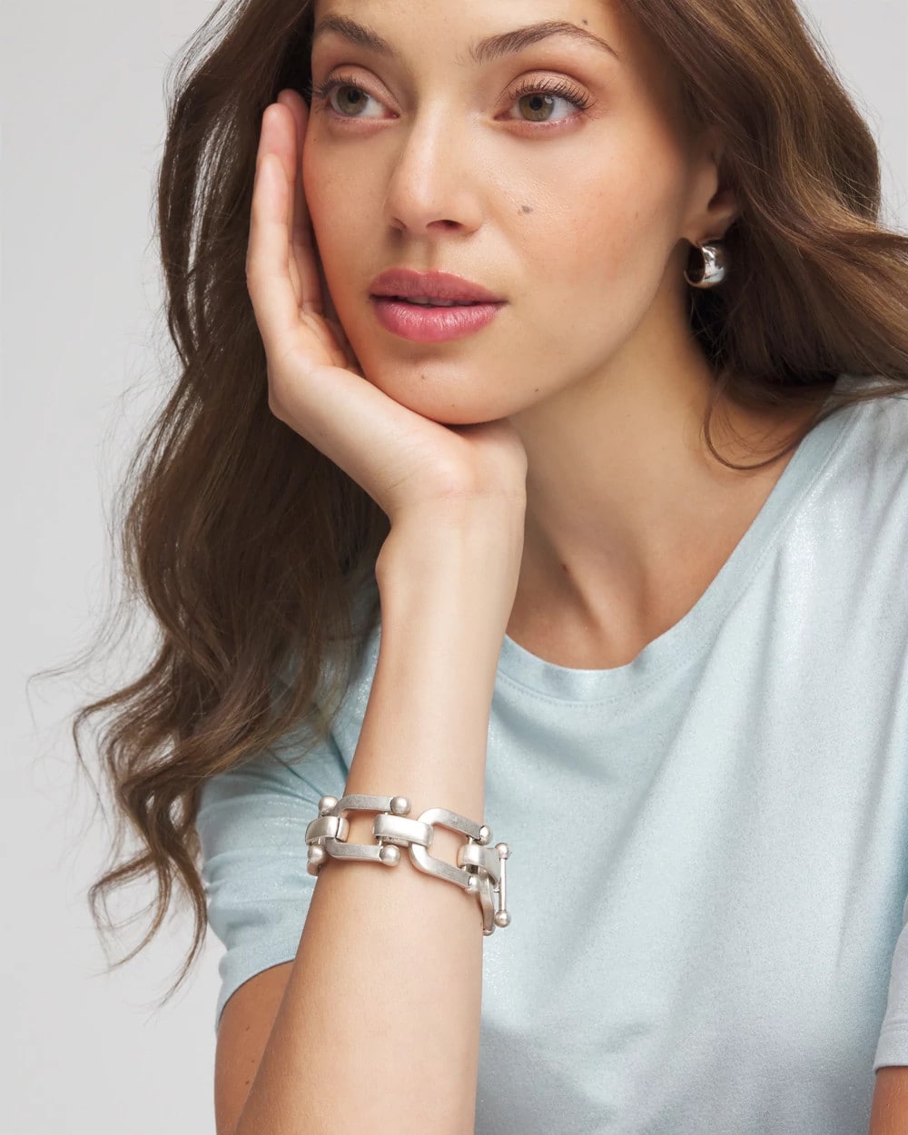 Chico's Silvertone Link Chain Bracelet