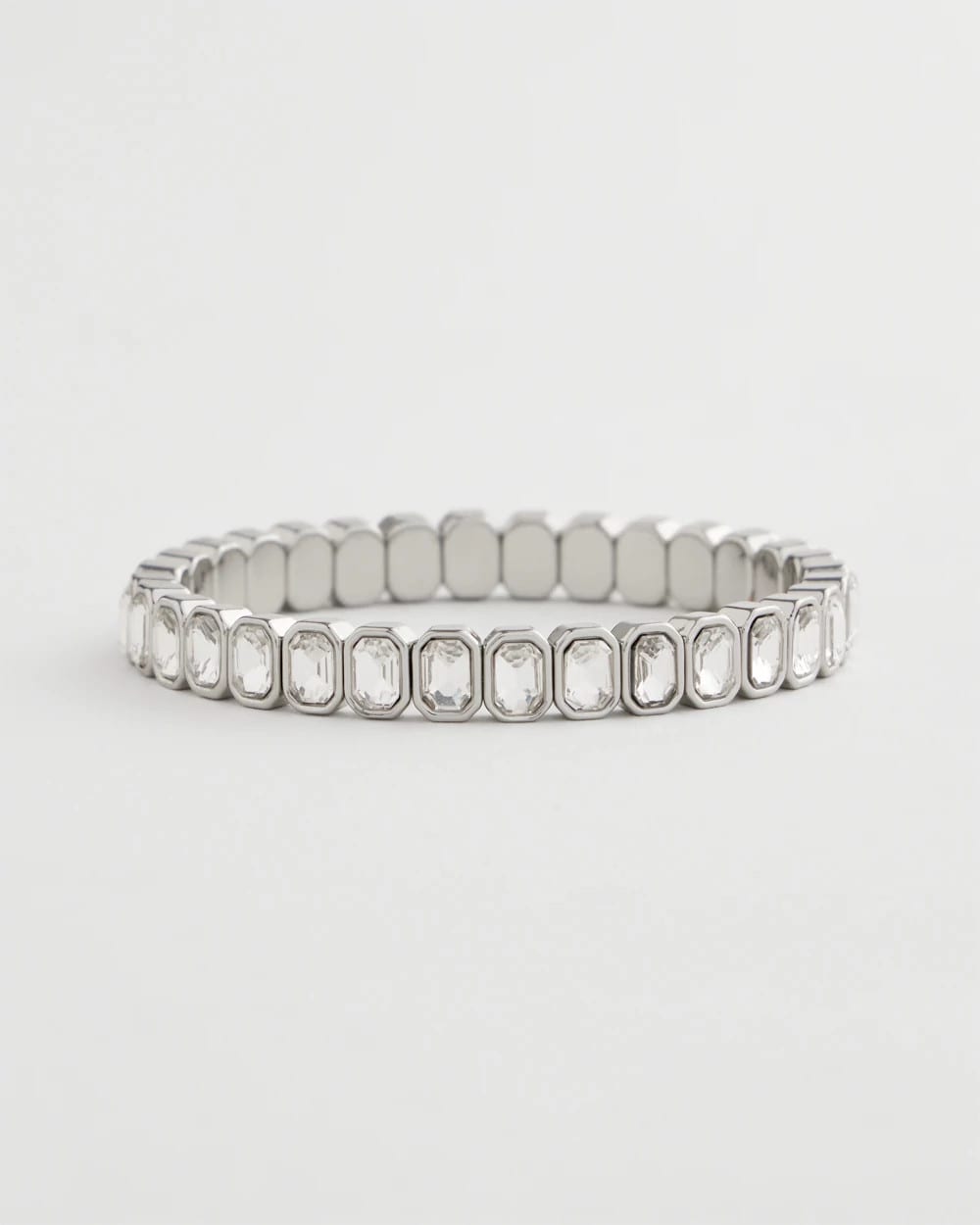 Chico's Silver Bezel Set Stretch Tennis Bracelet