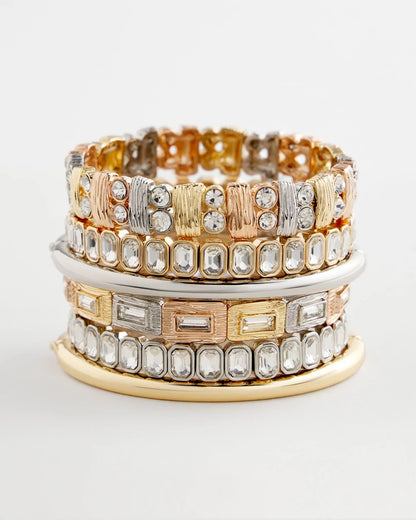 Chico's Silver Bezel Set Stretch Tennis Bracelet