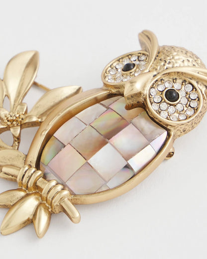Chico's Goldtone Owl Brooch
