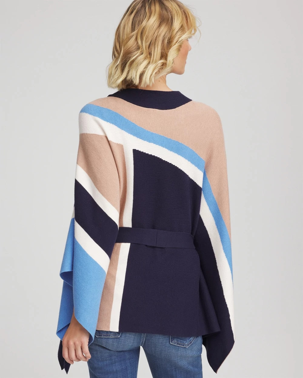 Chico's Belted Colorblock Poncho