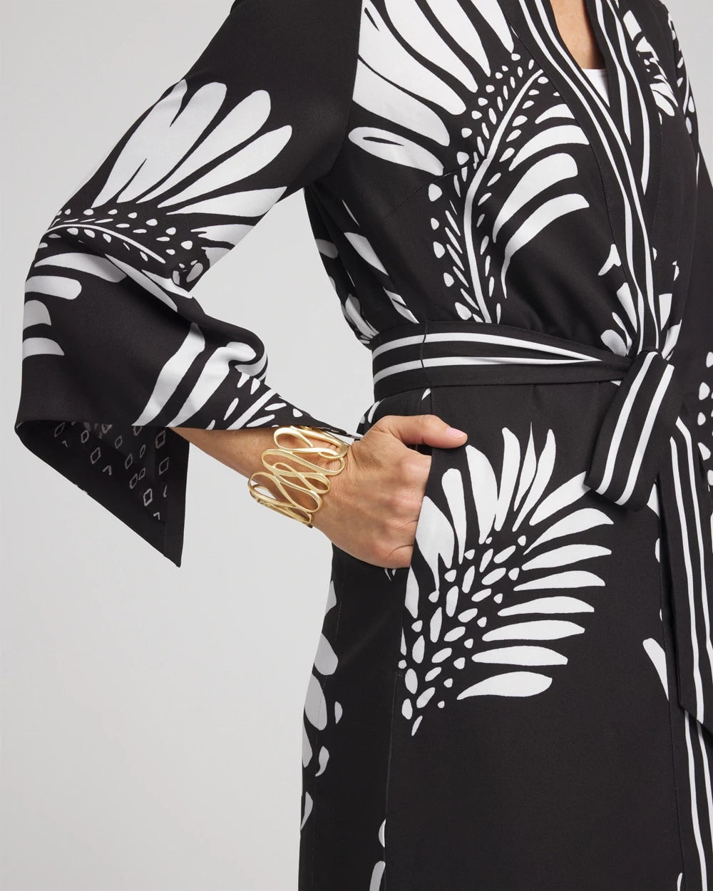 Chico's Tie-Front Long Kimono