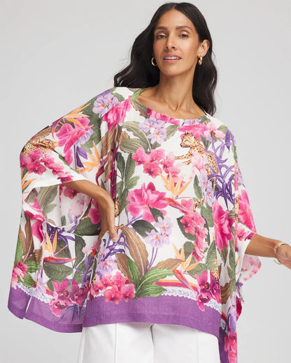 Chico's Floral-Print Poncho
