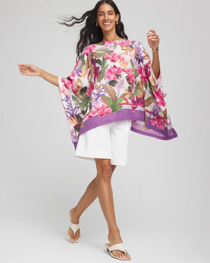 Chico's Floral-Print Poncho