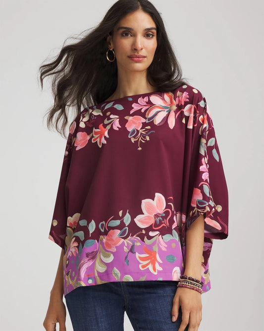 Chico's Printed Boatneck Pullover Poncho