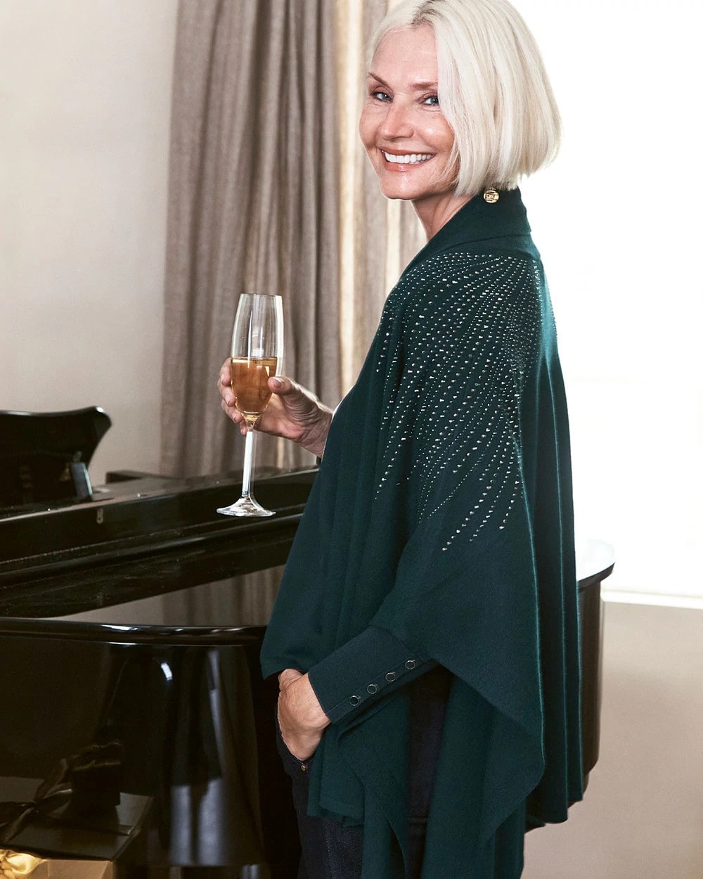 Chico's Embellished Shawl Collar Ruana
