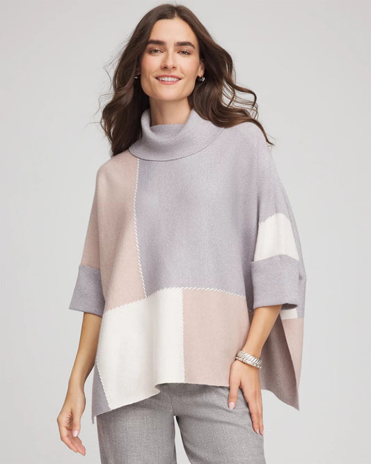 Chico's Quilted Chic Cowlneck Poncho