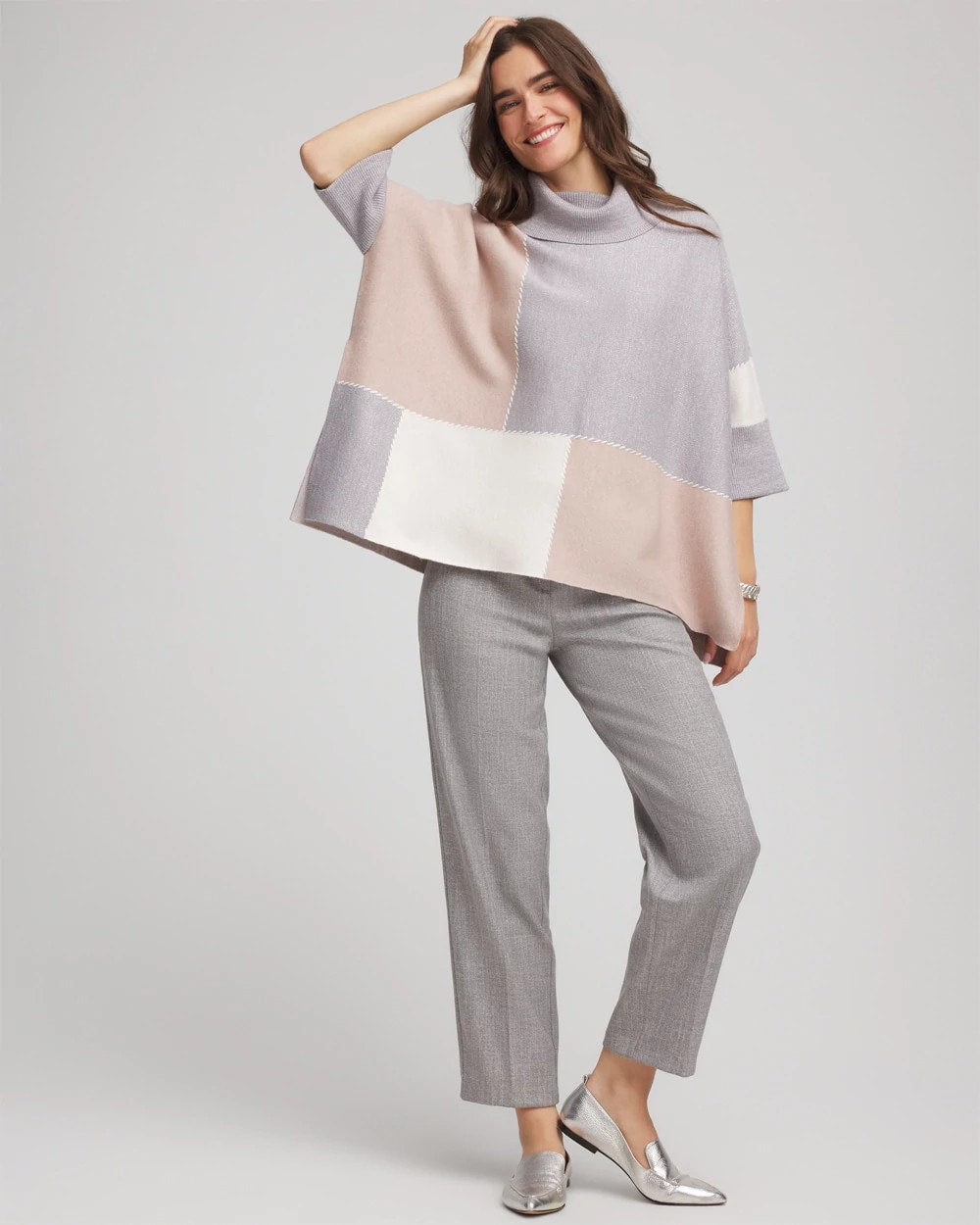 Chico's Quilted Chic Cowlneck Poncho