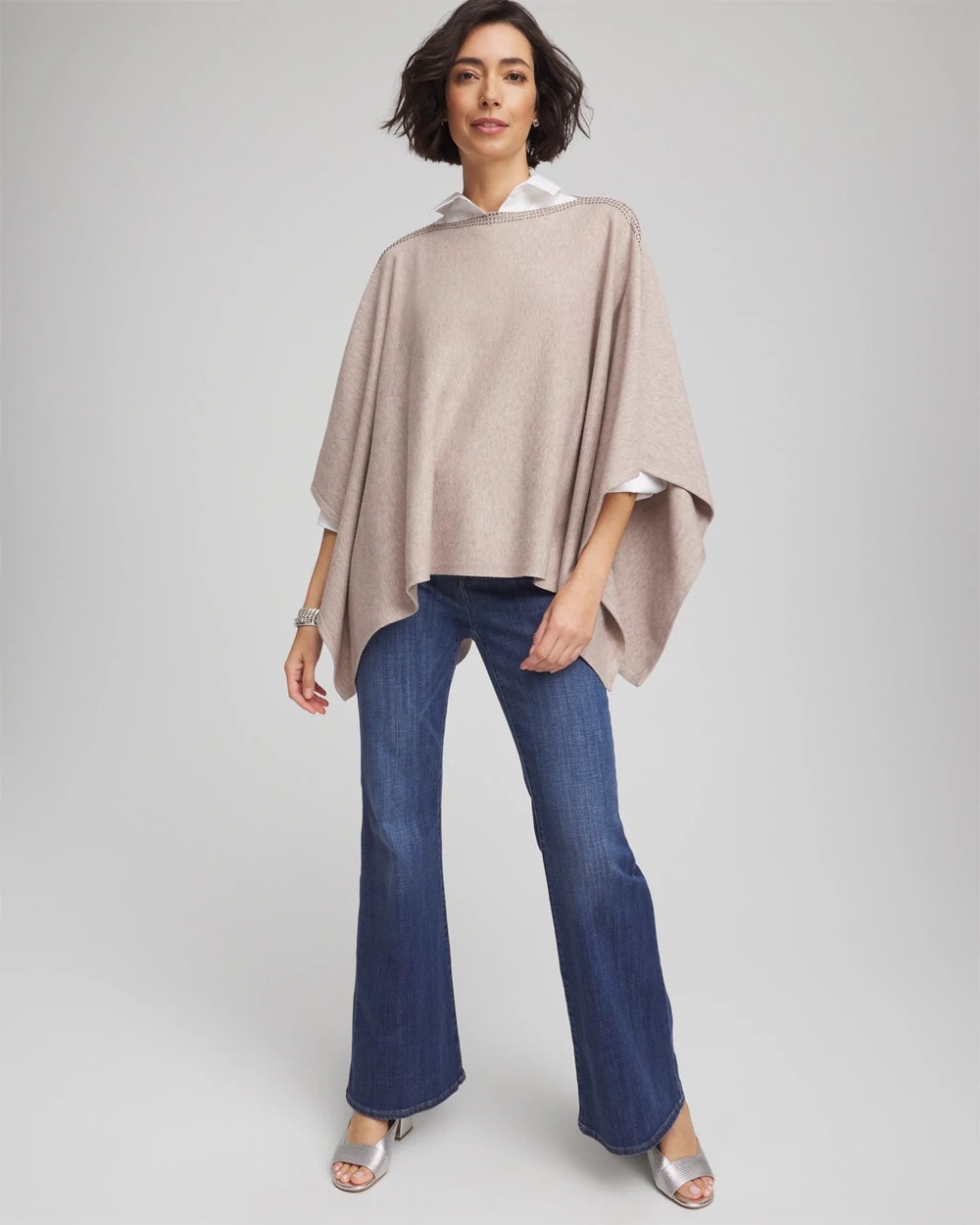 Chico's Rhinestone Embellished Poncho