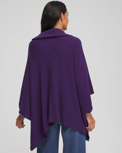 Chico's Rhinestone Zip-Collar Sweater Poncho