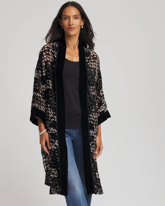 Chico's Art Deco Burnout Kimono