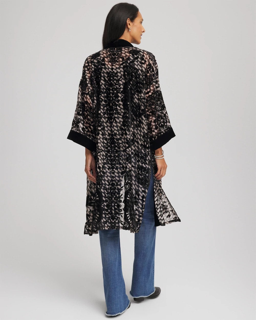 Chico's Art Deco Burnout Kimono