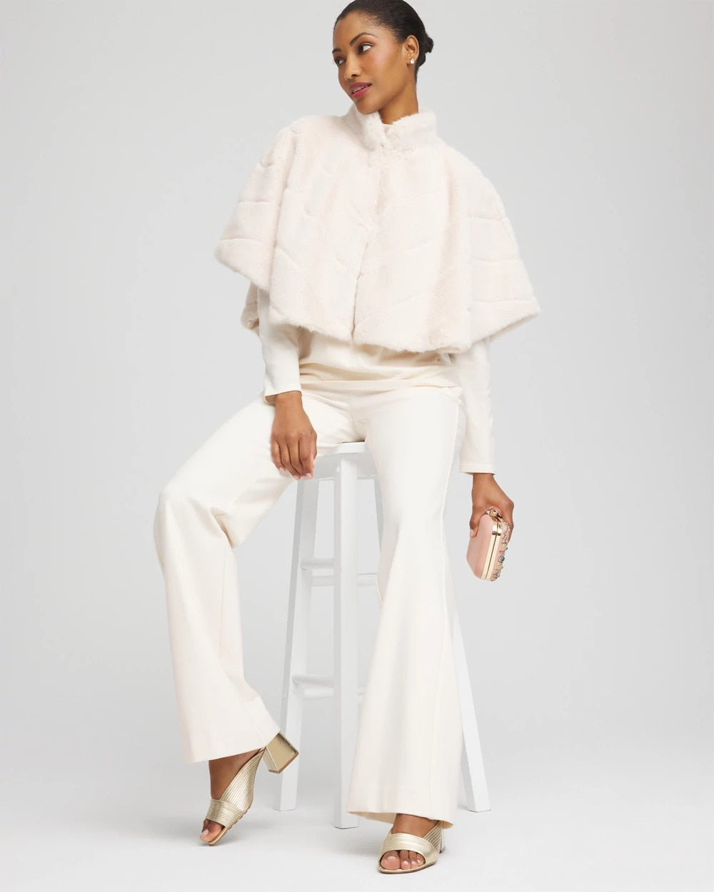 Chico's Faux Fur Funnelneck Capelet