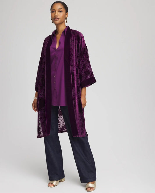 Chico's Floral Burnout Kimono