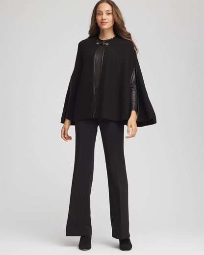 Chico's Faux Leather Trim Cape