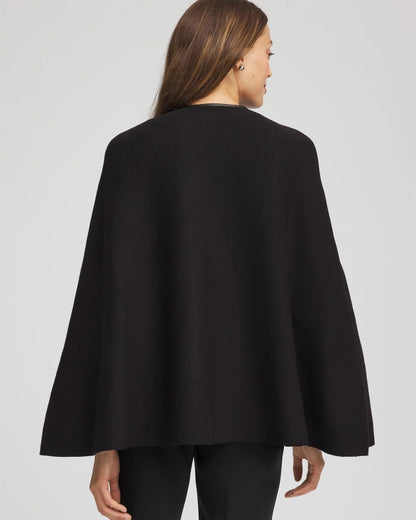 Chico's Faux Leather Trim Cape