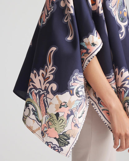 Chico's Collarless Floral-Paisley Poncho