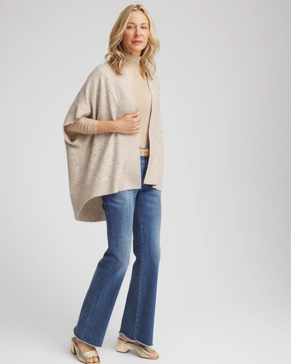 Chico's Embellished Cocoon Ruana