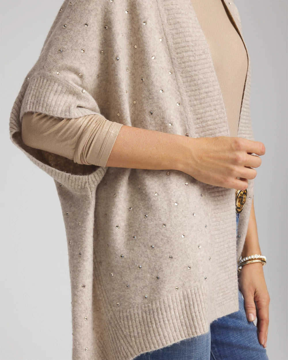 Chico's Embellished Cocoon Ruana