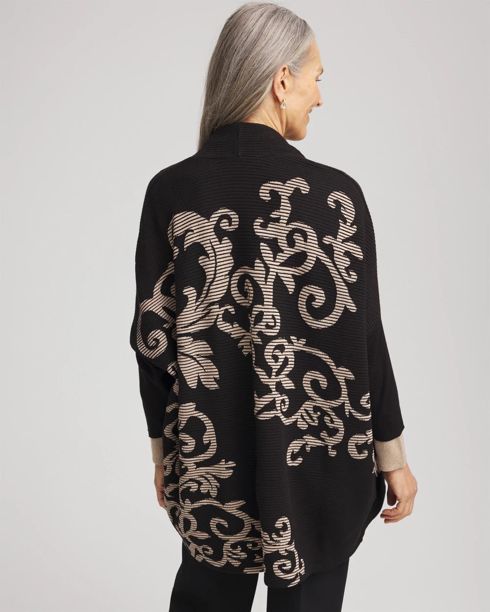 Chico's Ottoman Jacquard Cocoon Cardigan