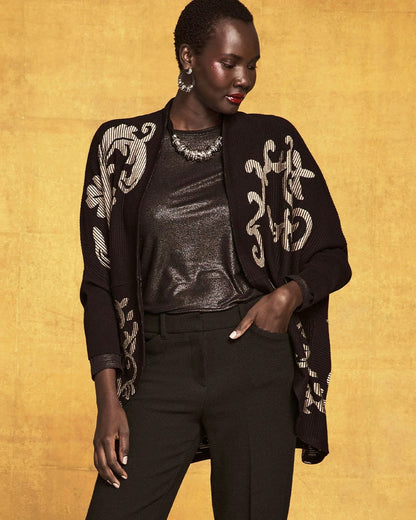 Chico's Ottoman Jacquard Cocoon Cardigan