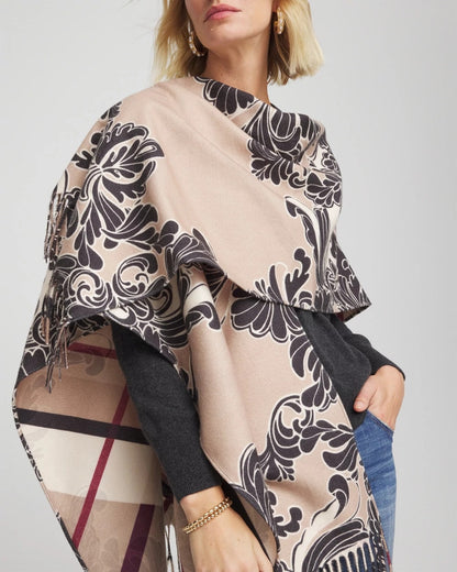 Chico's Reversible Printed Fringe Ruana
