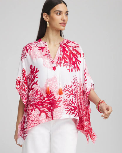 Chico's Coral Reef Motif Poncho