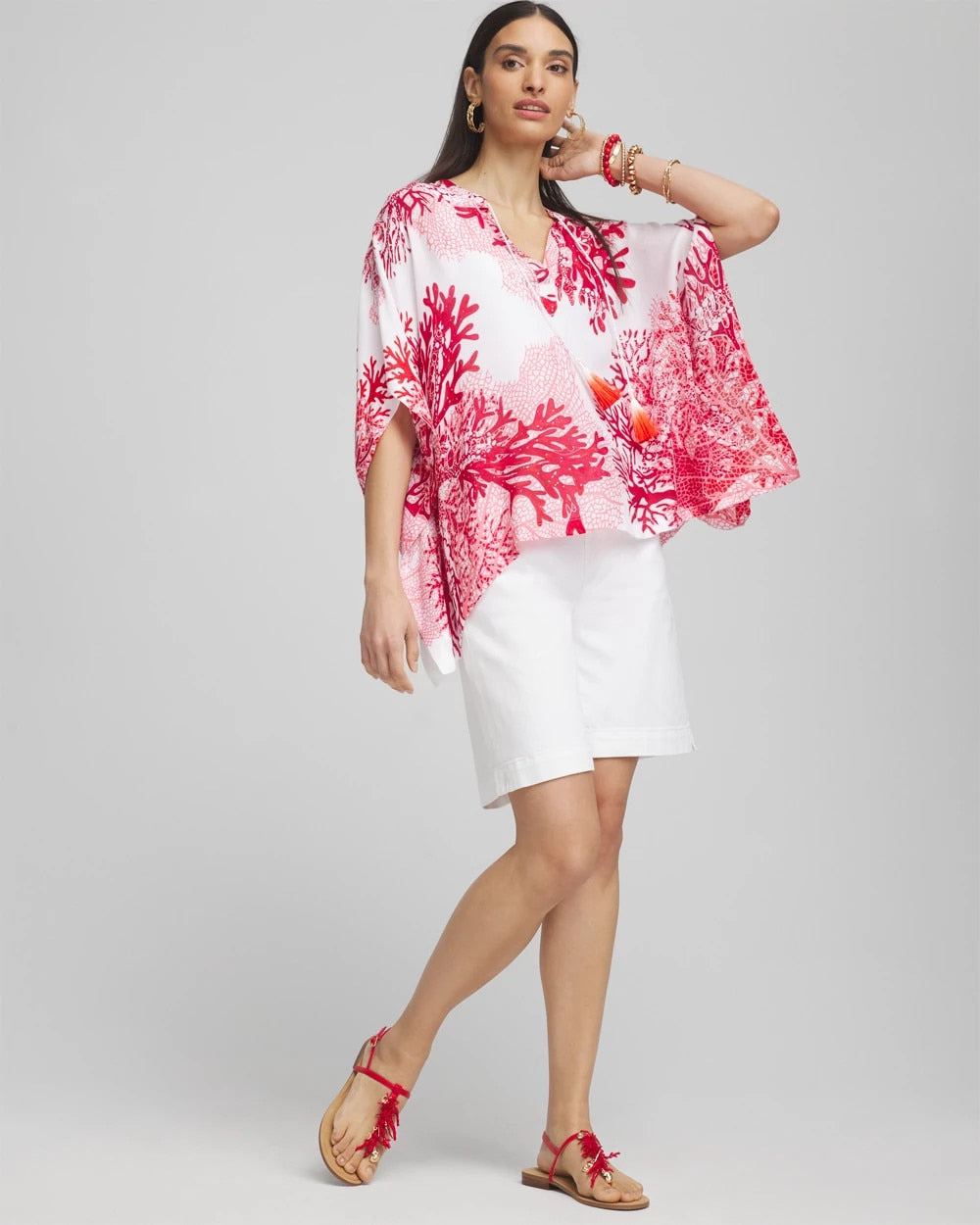 Chico's Coral Reef Motif Poncho