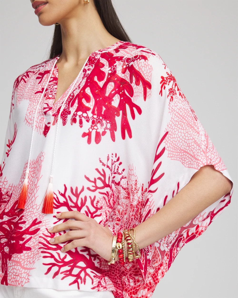 Chico's Coral Reef Motif Poncho