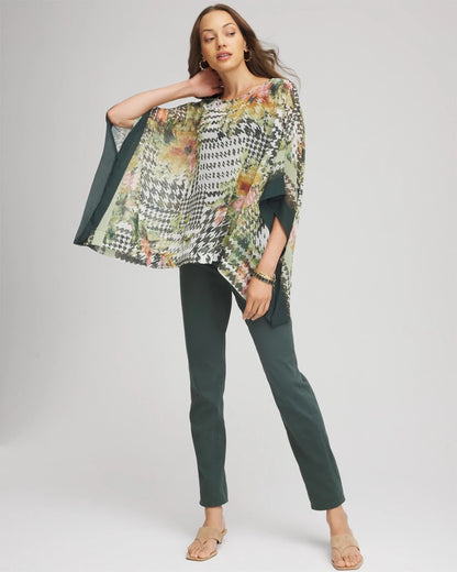 Chico's Printed Crinkle-Chiffon Pullover Poncho