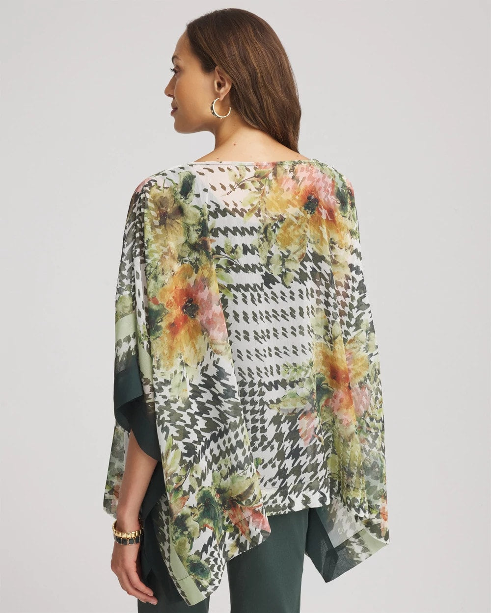 Chico's Printed Crinkle-Chiffon Pullover Poncho