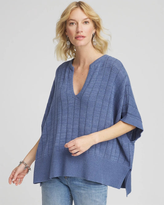 Chico's Open-Knit Splitneck Poncho