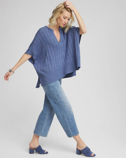 Chico's Open-Knit Splitneck Poncho