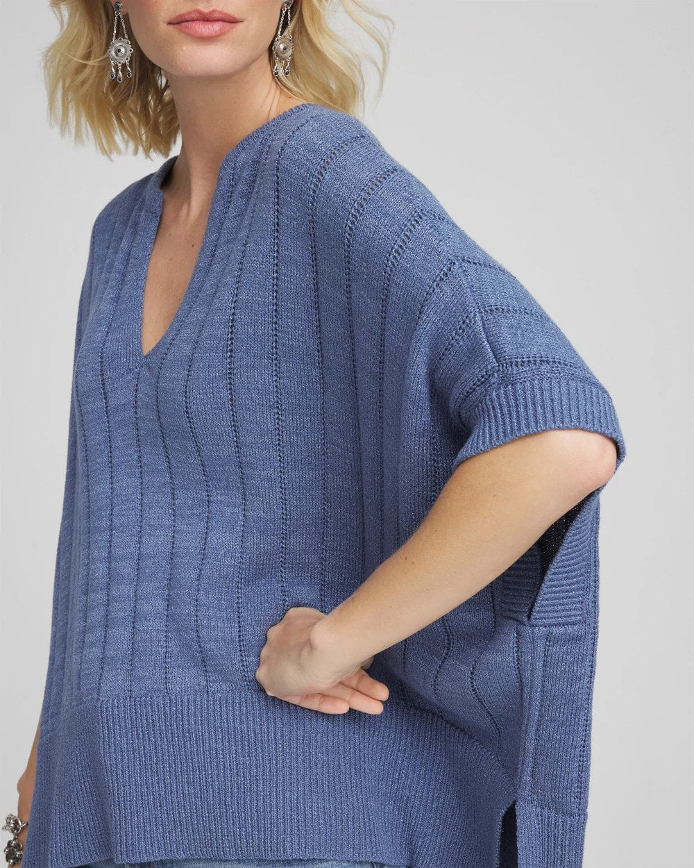 Chico's Open-Knit Splitneck Poncho