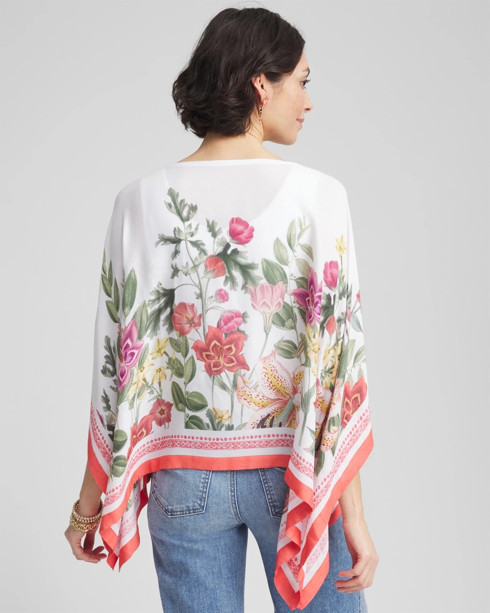 Chico's Wildflower Crepe Boatneck Poncho