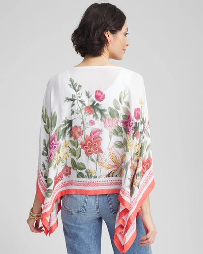 Chico's Wildflower Crepe Boatneck Poncho