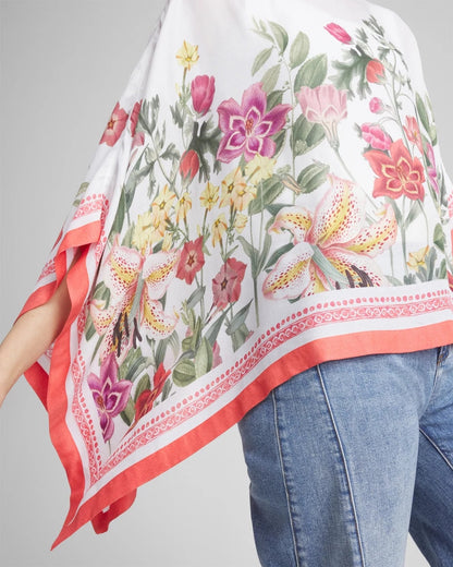 Chico's Wildflower Crepe Boatneck Poncho