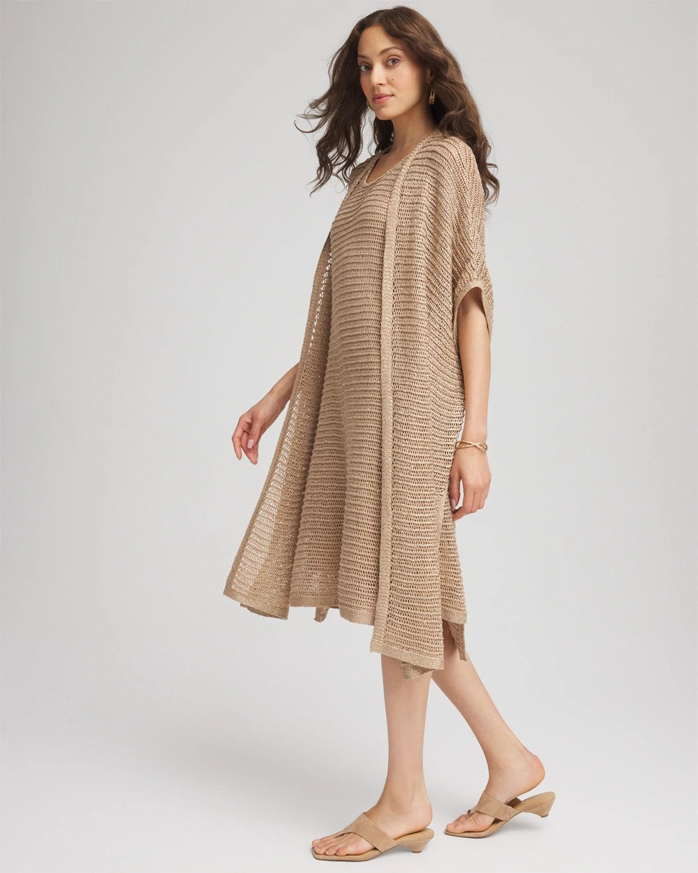 Chico's Crochet-Knit Sequins Ruana