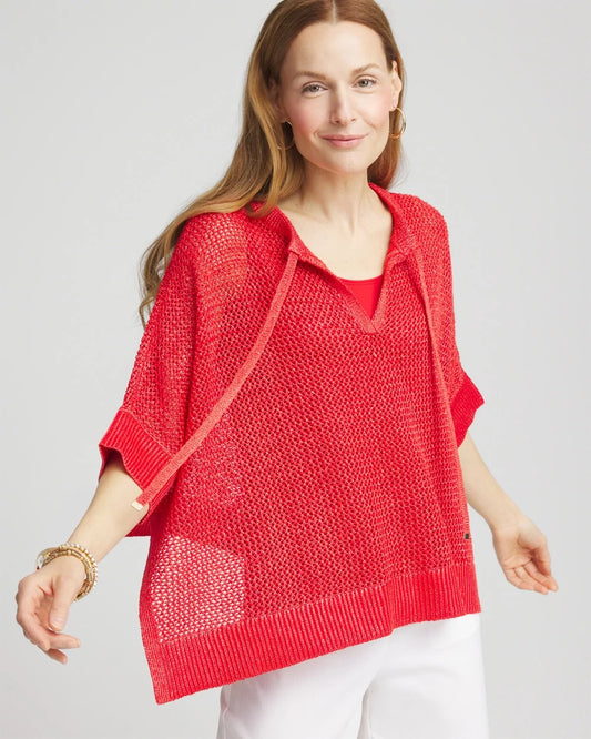 Chico's Sequin Open Knit Poncho