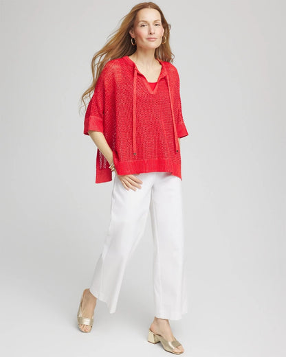 Chico's Sequin Open Knit Poncho