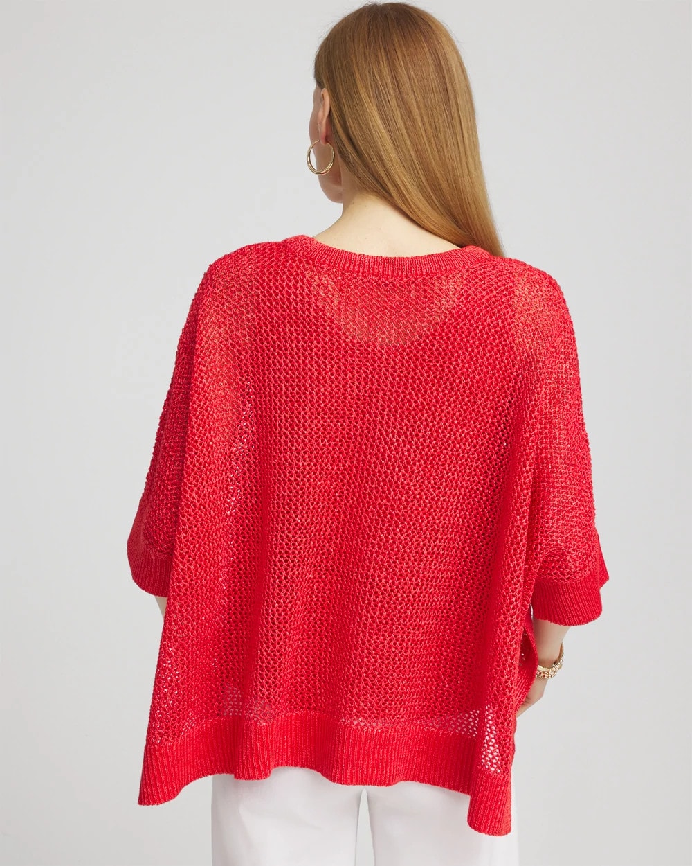 Chico's Sequin Open Knit Poncho