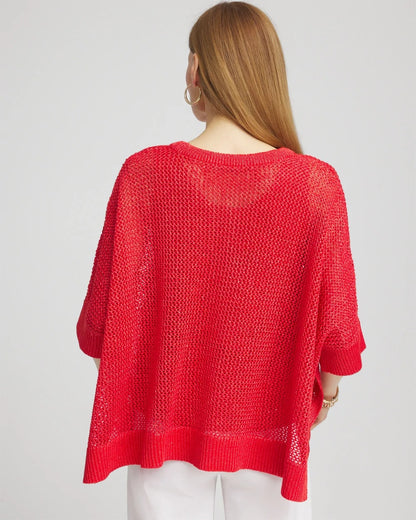 Chico's Sequin Open Knit Poncho