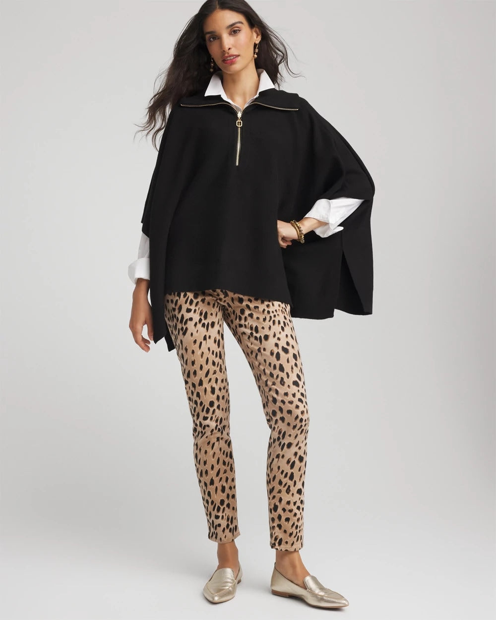 Chico's Cashmere-Blend Pullover Sweater Poncho