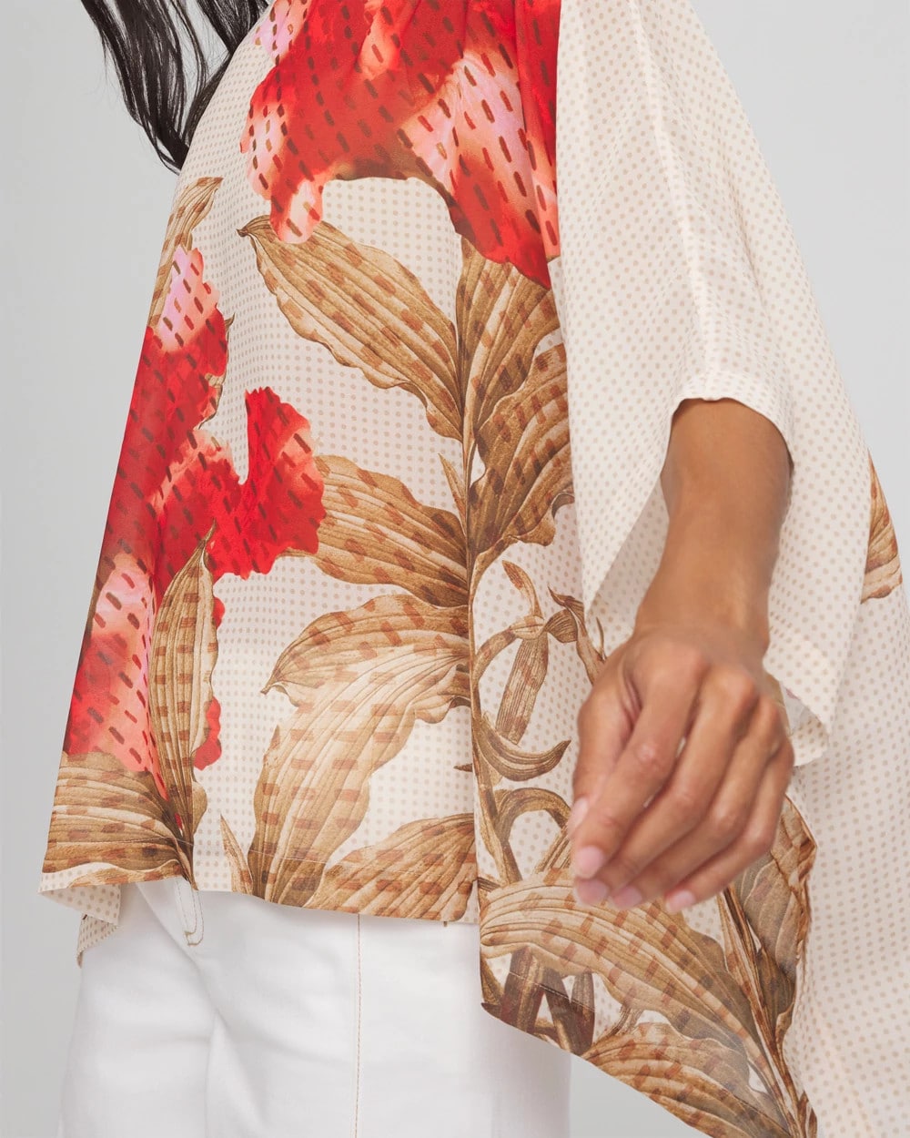 Chico's Floral Chiffon Pull-Over Poncho